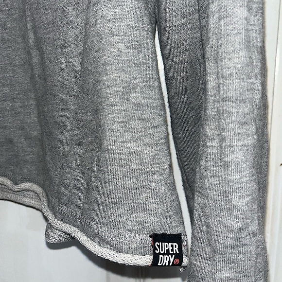 SuperDry Cropped Brooklyn Hoodie Sweatshirt in Light Grey — XL - Picture 3 of 8